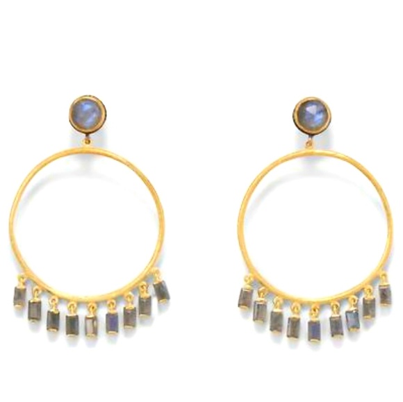 lmkdeals Jewelry - 14KT GP POST HOOP EARRINGS LABRADORITE DANGLE